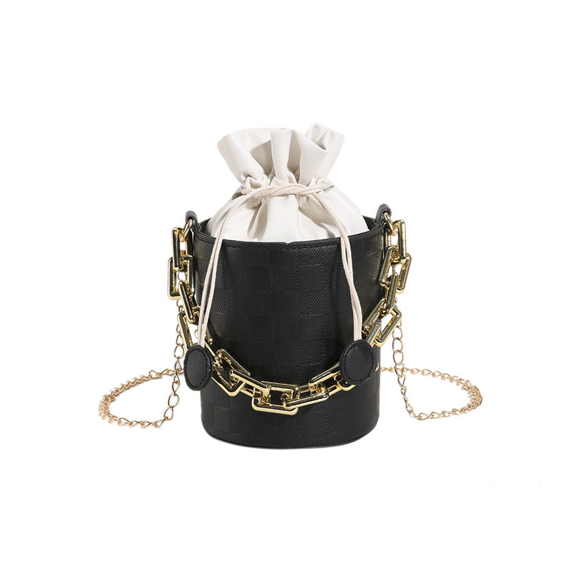 Foreign trade new popular texture simple chain small bag fashion trend bucket shoulder crossbody solid color trendy bag 