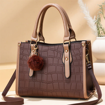 Women's bag 2024 autumn and winter new tote bag simple crocodile pattern litchi pattern large capacity handheld women's shoulder messenger bag 