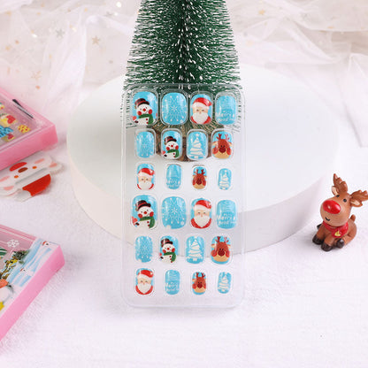 Children's nail stickers baby toddler boys and girls cartoon princess nail stickers jelly glue Christmas wear nails 