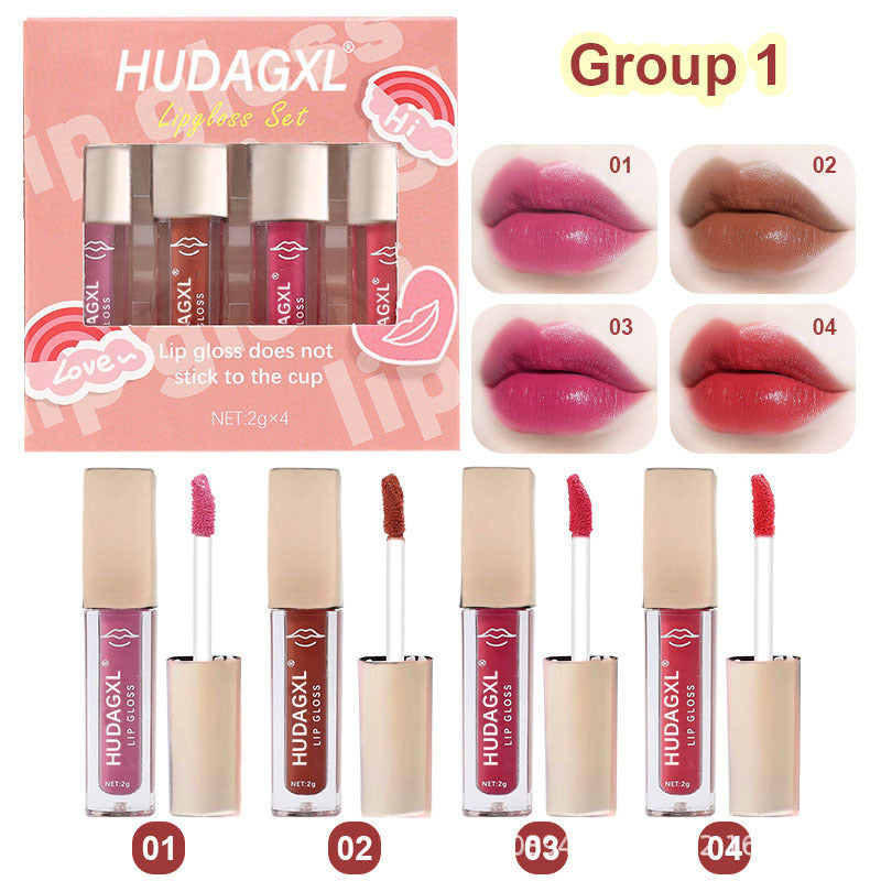 Cross-border exclusive liquid lip gloss lipstick set mini lip glaze for students non-fading non-stick lip gloss factory direct sales