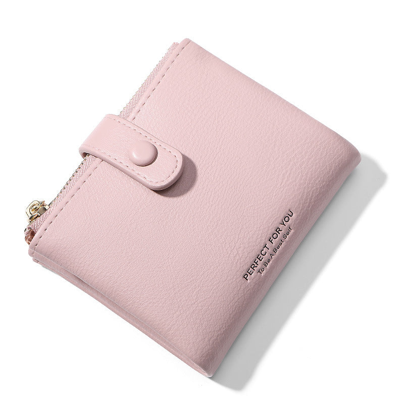 Wallet women's short wallet simple card holder pu coin purse wallet double zipper soft leather women's bag 