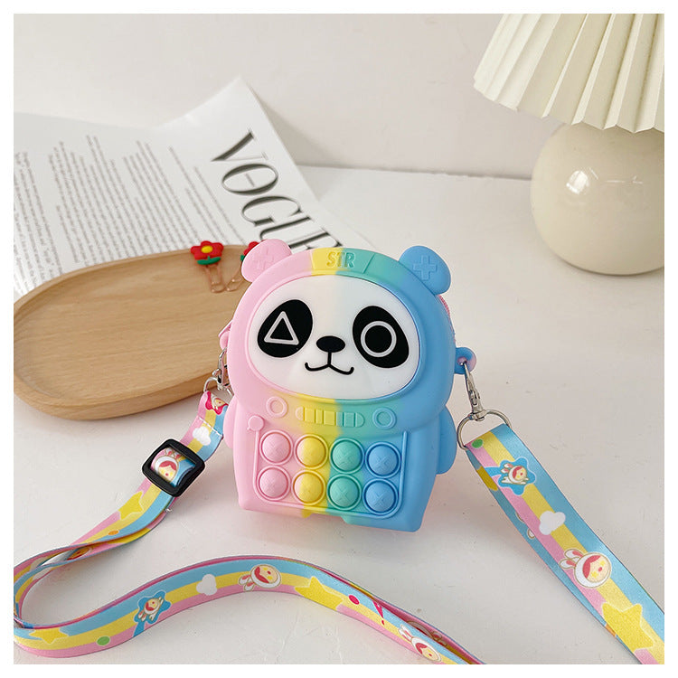 Cartoon Little Panda Baby Coin Purse Bubble Silicone Children's Messenger Bag Color Lollipop Children's Bag Wholesale