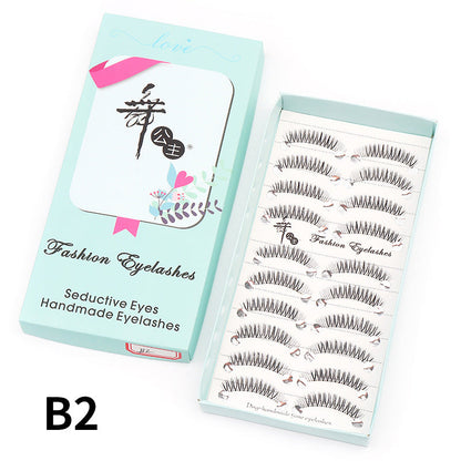 Dancing Princess False Eyelashes Factory Cross-border Supply Sharpened Eyelashes Women 10 Pairs Natural Style One-piece Eyelashes