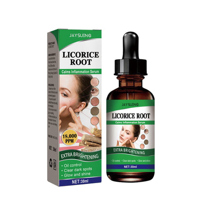 Jaysuing Licorice Facial Essence reduces wrinkles, acne marks, blackheads, moisturizes and brightens the skin 