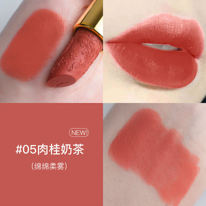 Douyin carved lipstick Chinese style semi-matte lipstick long-lasting moisturizing plain cinnamon milk tea for girlfriend