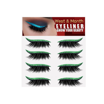 West&amp;Month 4 pairs of eyelash eyeliner stickers without glue, self-adhesive frozen glue strips, curling false eyelashes 