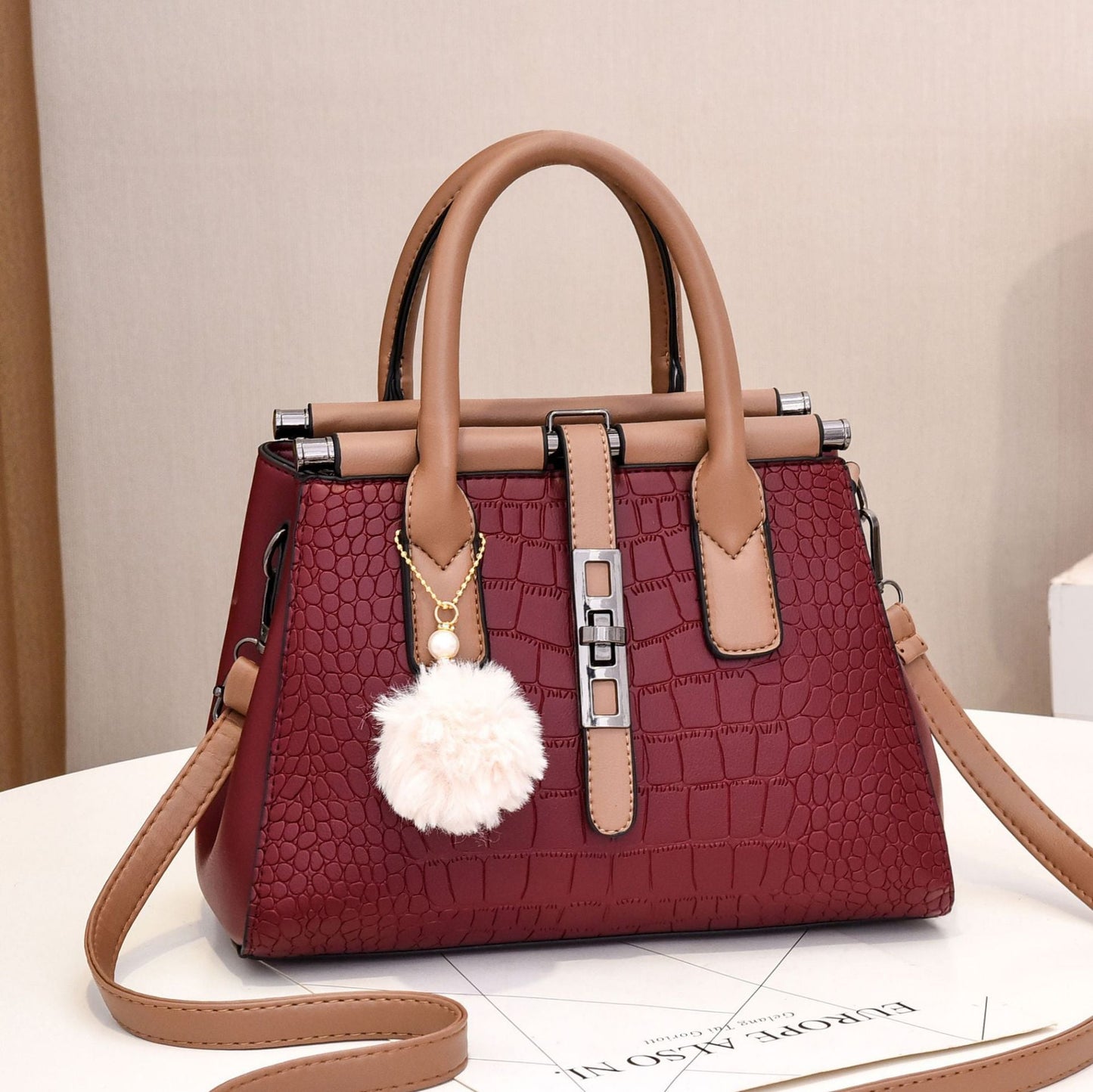 2024 new women's bag European and American crocodile pattern handbag elegant fashion large capacity trendy shoulder crossbody bag one piece dropshipping 