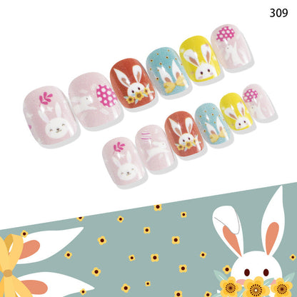 Manicure ក្រចកពាក់ ក្រចកកូនក្មេង Easter គួរឱ្យស្រលាញ់ ក្រចកដៃដែលអាចពាក់បាន ក្រចកសិប្បនិម្មិត 