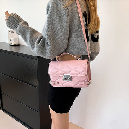 Lock buckle high-quality diamond embroidery handbag fashionable and simple temperament shoulder bag Korean style trendy texture crossbody bag 