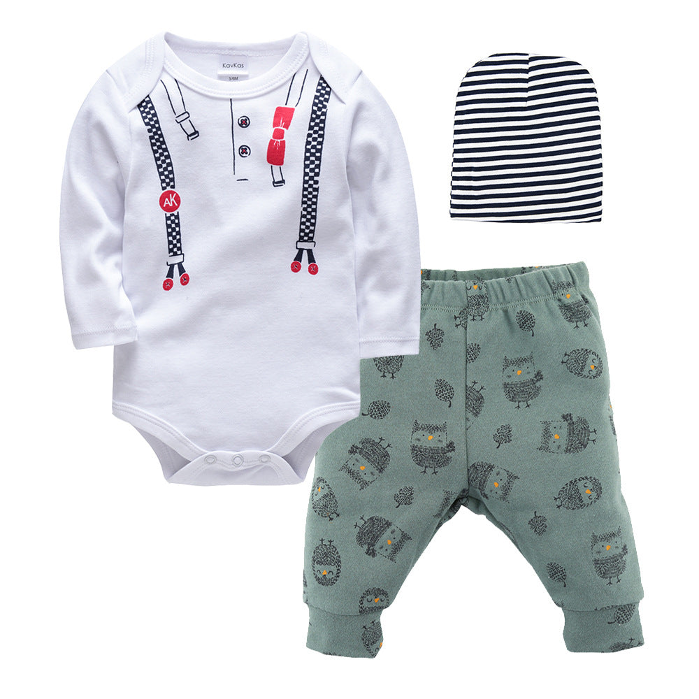 2024 Spring Casual Cartoon Cotton Baby Clothes Set Infant Long Sleeve Baby Clothes Children's Pants Set