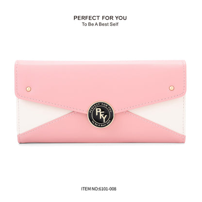 forever young bag contrast color stitching PU long wallet women's three-fold large capacity coin purse wholesale 