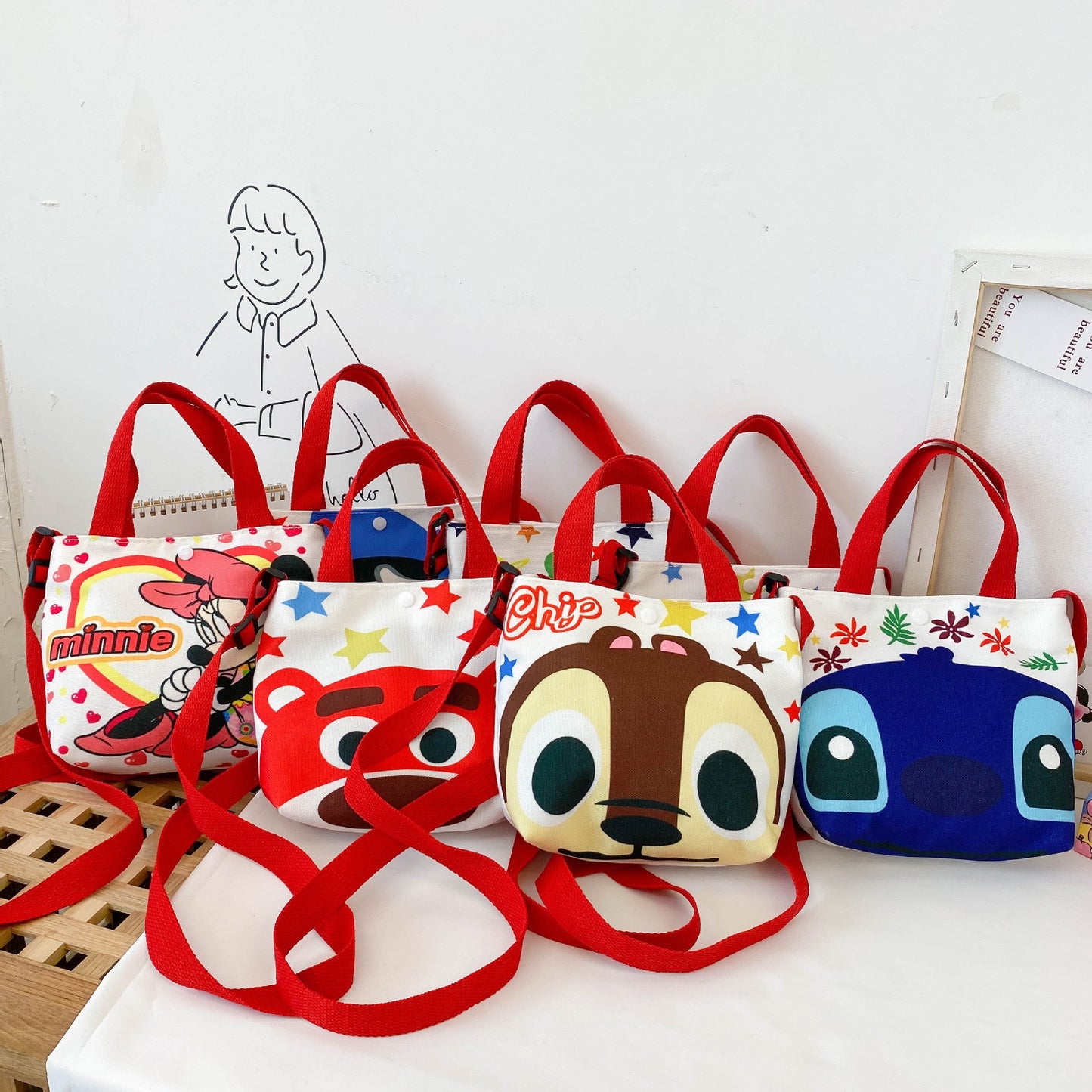 Cartoon Stella Lou children's bag anime cute net red canvas handbag Korean version casual children's messenger bag wholesale