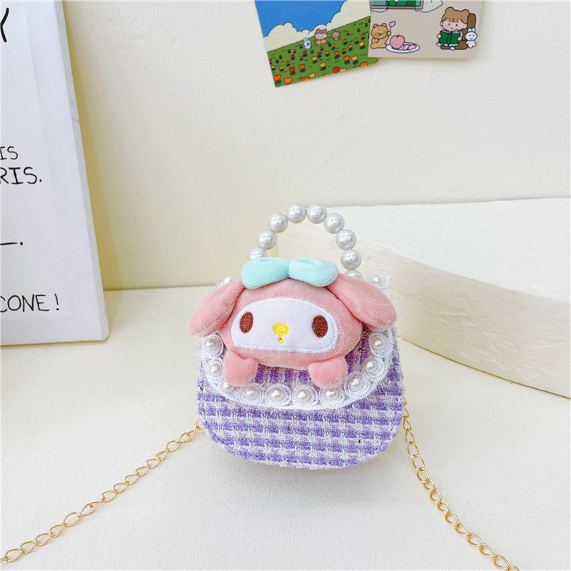 Cute Princess Crossbody Bag Fashion Pearl Handbag Girls Chain Shoulder Bag Cartoon Children Bag Wholesale 