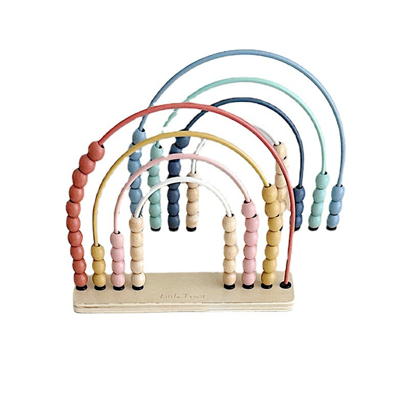 跨境马卡龙色木质数学算术计算架儿童计数器小学早教启蒙教具玩具