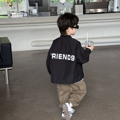 Amo Beibei children's 2024 spring and autumn handsome jacket for boys and girls cool reflective letter baseball jacket cardigan