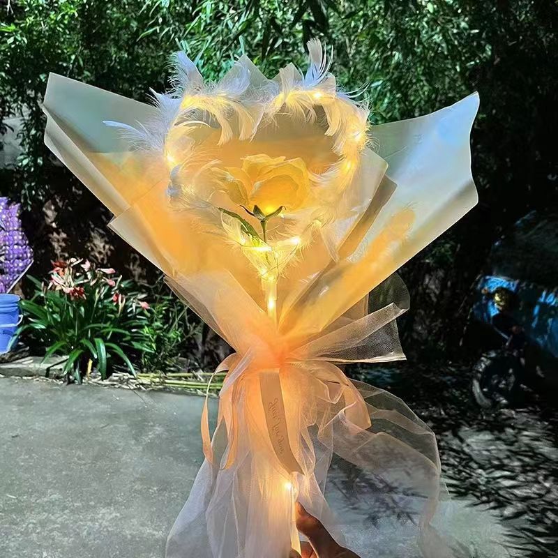 Cross-border luminous ball rose flower 520 Valentine's Day hot light balloon love feather bouquet street stall