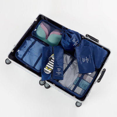 Twill seven-piece travel clothing luggage underwear and socks storage bag large capacity sorting travel 7-piece set 