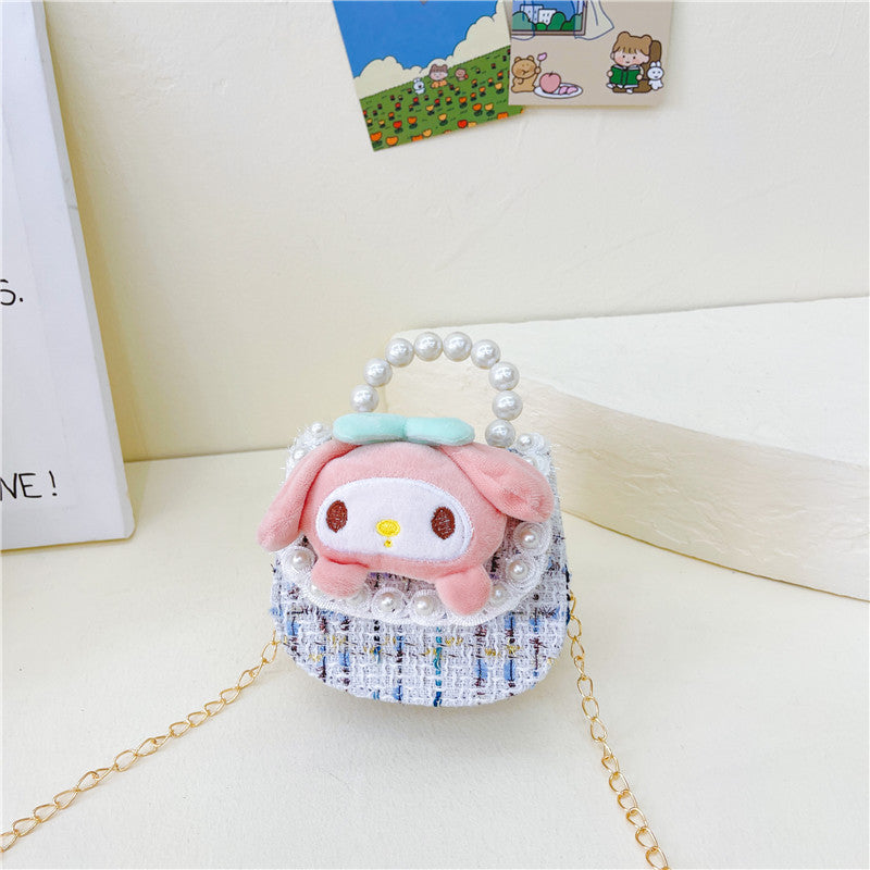 Cute Princess Crossbody Bag Fashion Pearl Handbag Girls Chain Shoulder Bag Cartoon Children's Bag Wholesale 