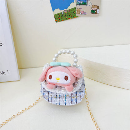 Cute Princess Crossbody Bag Fashion Pearl Handbag Girls Chain Shoulder Bag Cartoon Children Bag Wholesale 