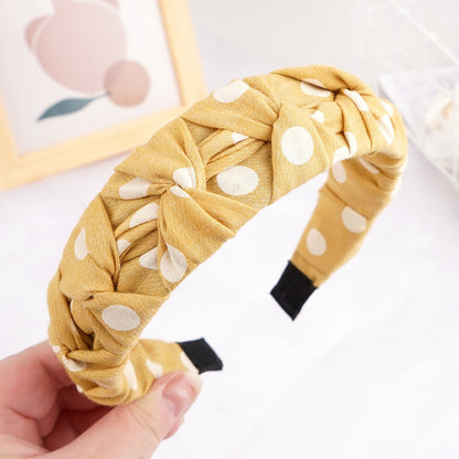 French headband for women Korean style simple small fresh five knot head buckle temperament fabric wide edge wave dot pressure headband hair cave