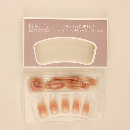 Wholesale short ballet gradient ice transparent nude blush popular nail stickers detachable nail art finished nail pieces