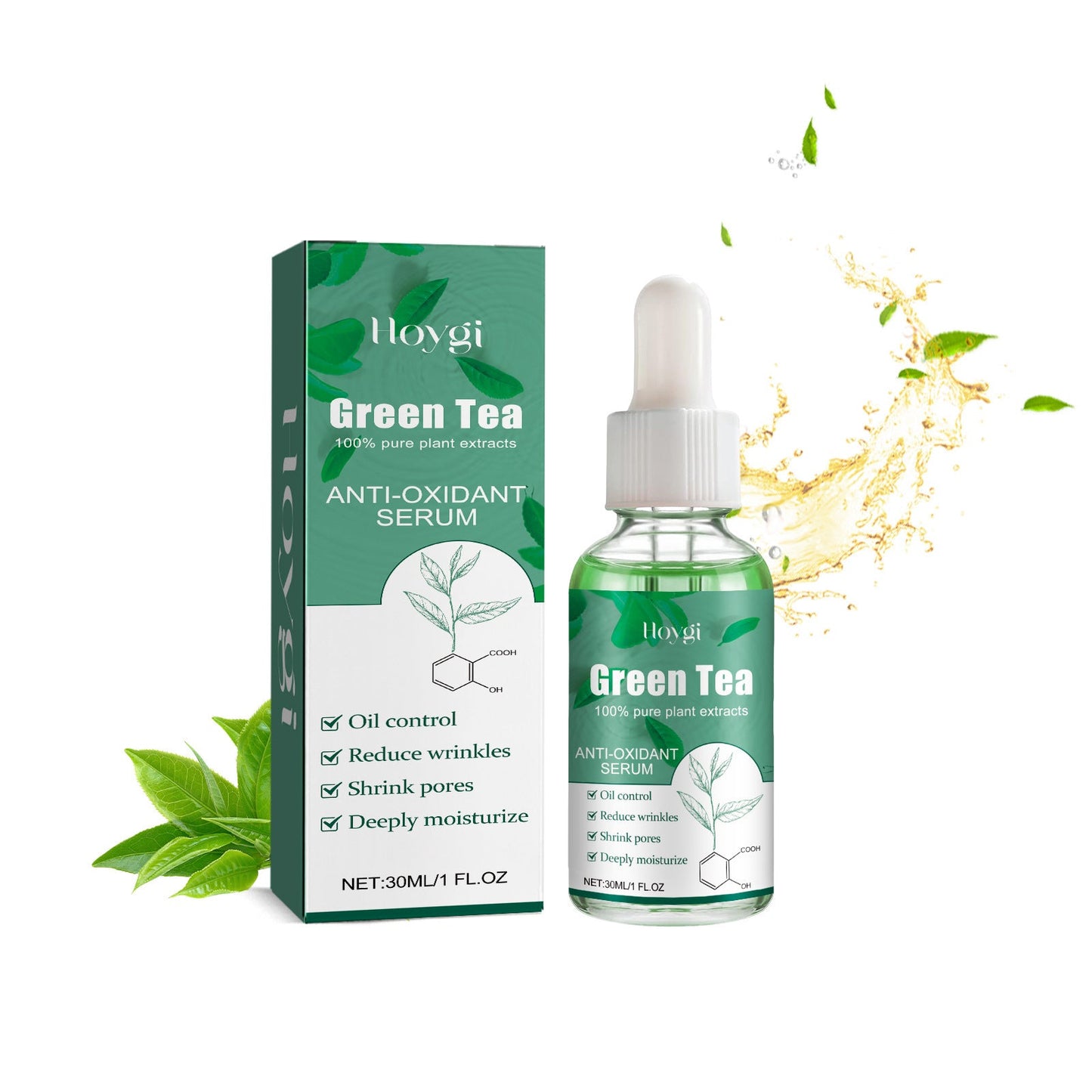 Hoygi Green Tea Moisturizing Series លាងសម្អាតមុខបានជ្រៅ ធ្វើអោយស្បែកមុខ ស ភ្លឺថ្លា ផ្តល់សំណើម ប្រឆាំងភាពជ្រីវជ្រួញ Essence 