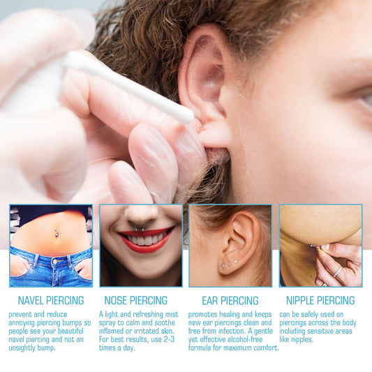 South Moon ear piercing care spray cleans ear piercings, prevents blockage, removes odor, relieves pain, reduces swelling 