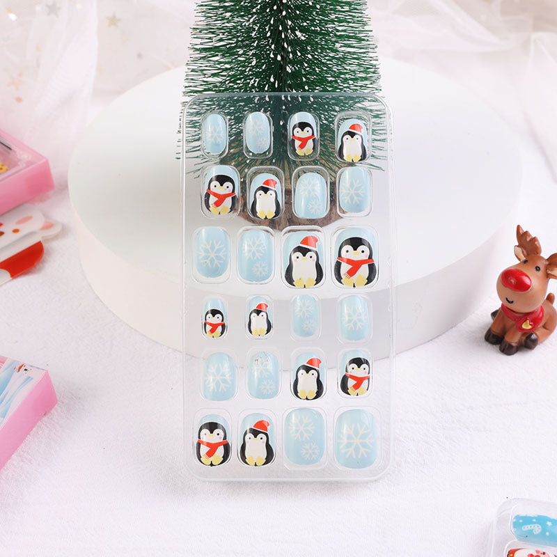 Children's nail stickers baby toddler boys and girls cartoon princess nail stickers jelly glue Christmas wear nails 