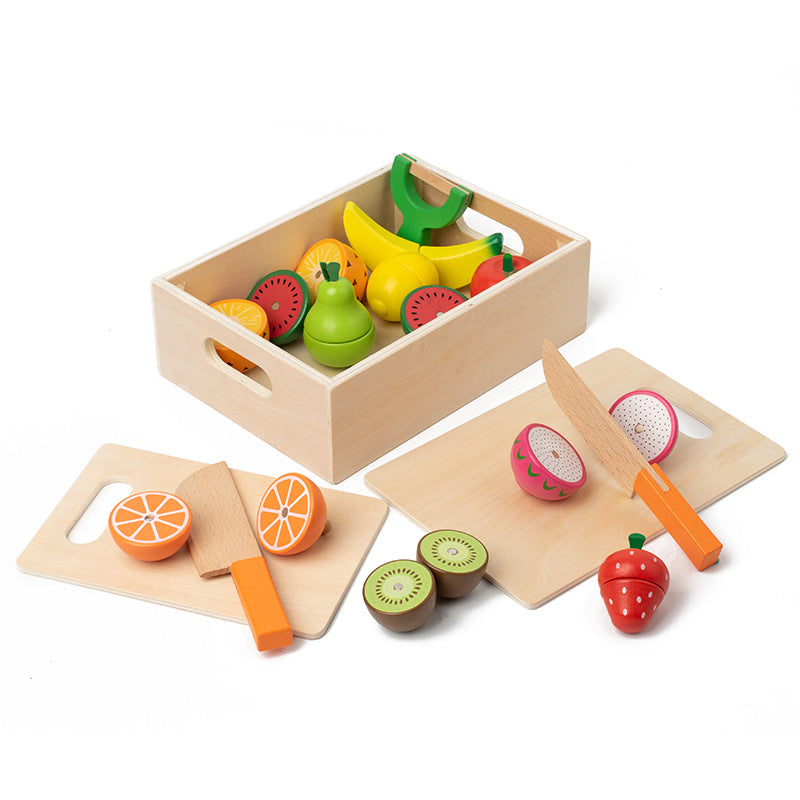 Children's early education wooden simulation kitchen set fruit recognition vegetable classification cutting fun educational play house toys