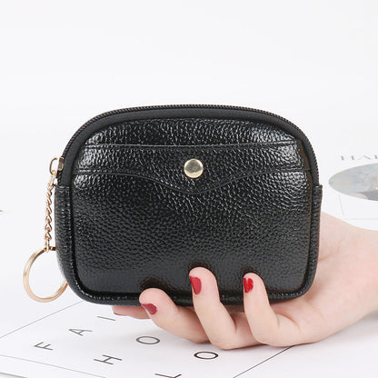 Korean women's coin purse shell small wallet simple card holder soft leather key bag mini handbag zipper coin bag 