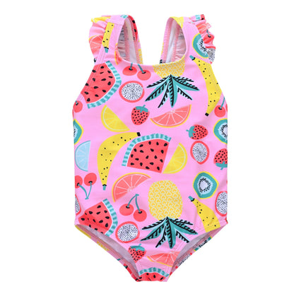 Girls swimsuit European and American 2024 new one-piece big and small children baby girl cute hot spring swimsuit cross-border manufacturers 