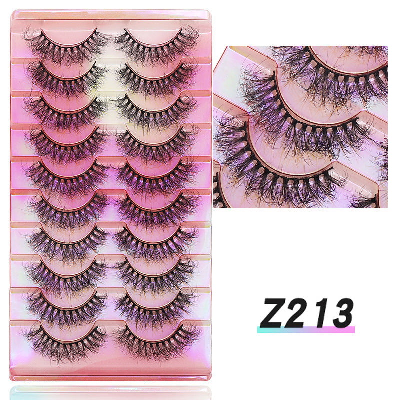 Dingsen false eyelashes manufacturer cross-border stable supply hot eyelashes European and American curling eyelashes 10 pairs