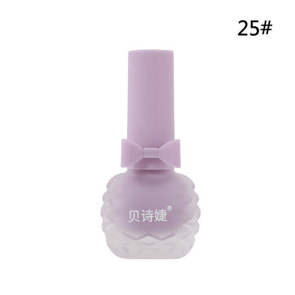 Dongbei Shijie frosted matte ប្រាំពីរថ្ងៃ លាបពណ៌ក្រចកដែលមិនជ្រាបទឹក ជាប់បានយូរ plum ពណ៌សិស្សធ្វើឱ្យក្រចកធ្វើឱ្យស្អាត