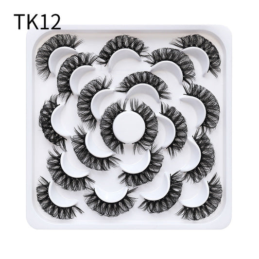 Dingsen false eyelashes factory stable supply 10 pairs of flower trays DD curling false eyelashes natural makeup daily makeup