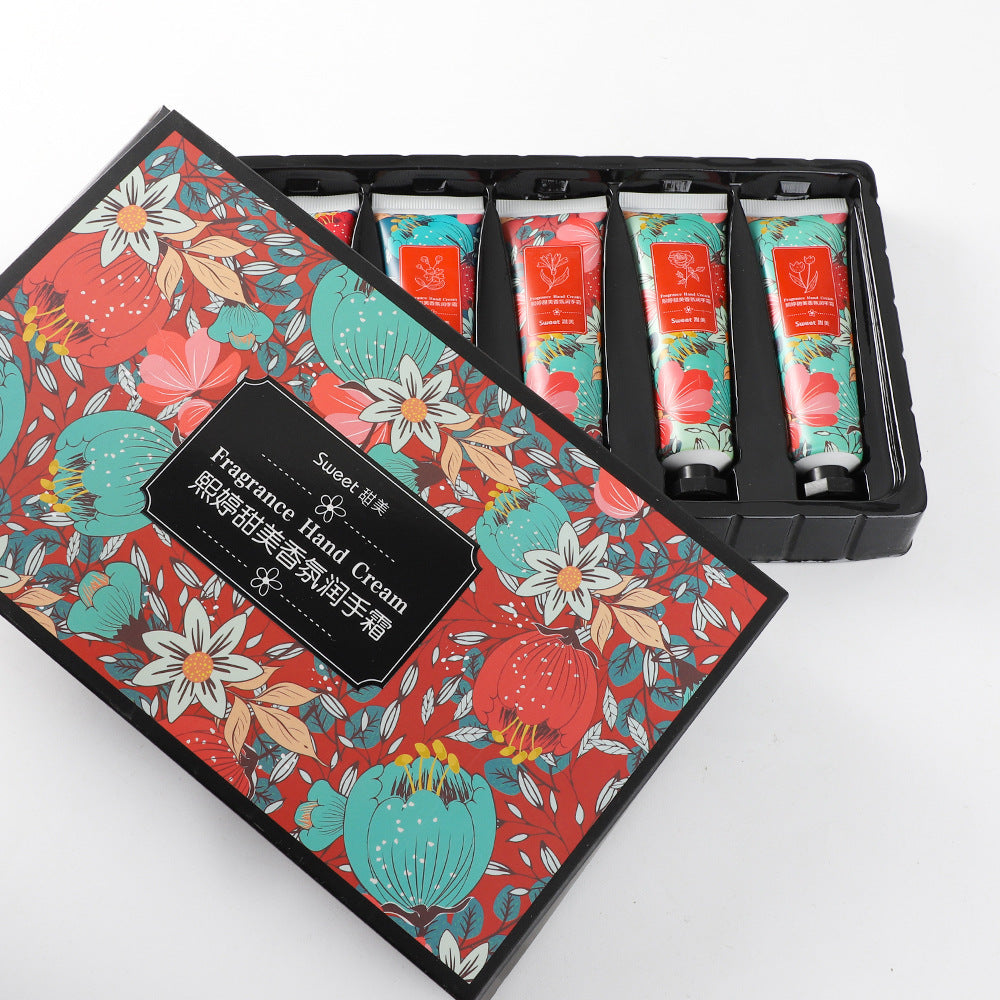 Xiting Sweet Fragrance Hand Cream Set ឈុតសរទរដូវ និងរដូវរងា ផ្តល់សំណើម និងផ្តល់សំណើម ប្រឆាំងនឹងការប្រេះស្ងួត ប្រអប់កាដូលក់ដុំ 