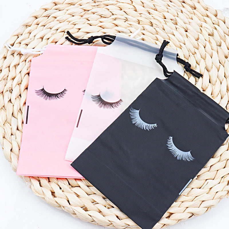 Wholesale grafting eyelash storage bag drawstring cosmetic packaging bag three colors large, medium and small drawstring bag