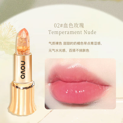 NOVO flower jelly temperature-changing lip balm does not stick to cups and does not fade. It moisturizes and whitens the skin without makeup. Color-changing lipstick 