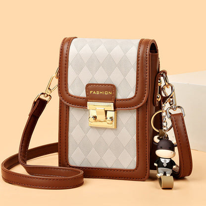 Bags 2024 new Korean style fashionable simple shoulder bag soft leather multi-layer middle-aged ladies one-shoulder crossbody mobile phone bag 