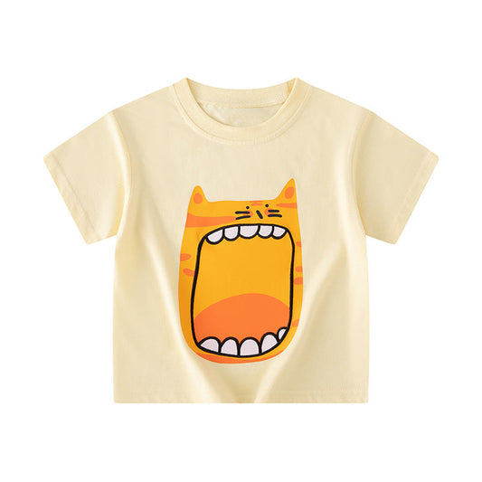 Cross-border children's clothing children's short-sleeved T-shirt cartoon dinosaur wholesale summer new boy baby clothes one piece delivery