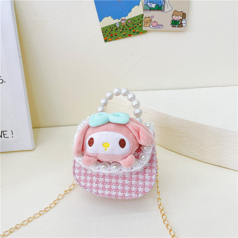 Cute Princess Crossbody Bag Fashion Pearl Handbag Girls Chain Shoulder Bag Cartoon Children Bag Wholesale 