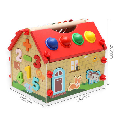 Cross-border children's early education wooden smart house digital shape matching cognitive building blocks nut disassembly house educational toys