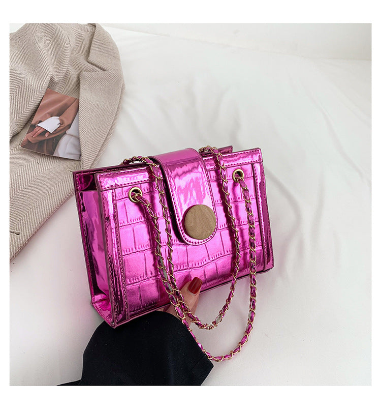 Lacquer stylish design handbag 2024 autumn new style trend shoulder messenger bag fashionable underarm chain bag trend 