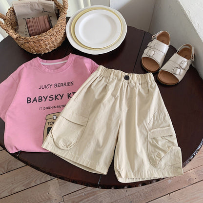 Children's casual pants Bangcheng 2024 summer new Korean version baby children's clothing embroidered letters boy shorts G0185