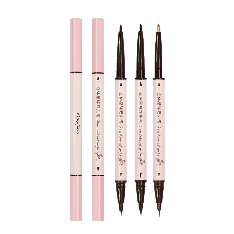 New double-headed eyeliner pen, waterproof eyeliner gel pen, liquid pen, pearlescent eyebrow pen, factory direct sales for beginners 