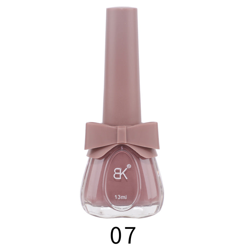 BK new 18-color seven-day water-based nail polish pure color no-bake autumn and winter style net red white macaron 13ml