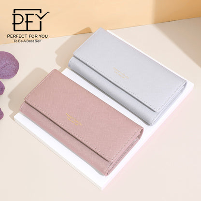 Weichen ins simple wallet women's Korean version cross pattern cross-seat-resistant clutch bag, multi-functional women new wallet កាបូបវែងរបស់ស្ត្រី 