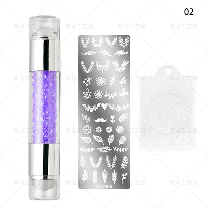 Finger Princess Nail Art Tool Set Double Head Silicone Stamp Acrylic Color Diamond Template Stamp Set Transfer Pen Tool