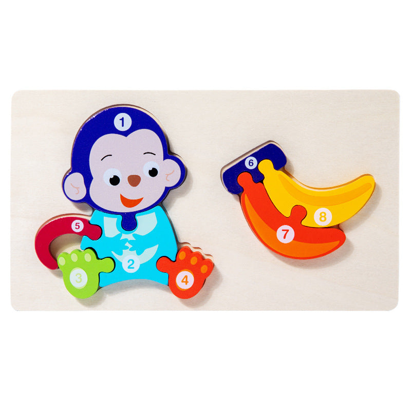 Cross-border children's wooden early education food chain animal color matching cognitive 3d three-dimensional jigsaw puzzle educational toys