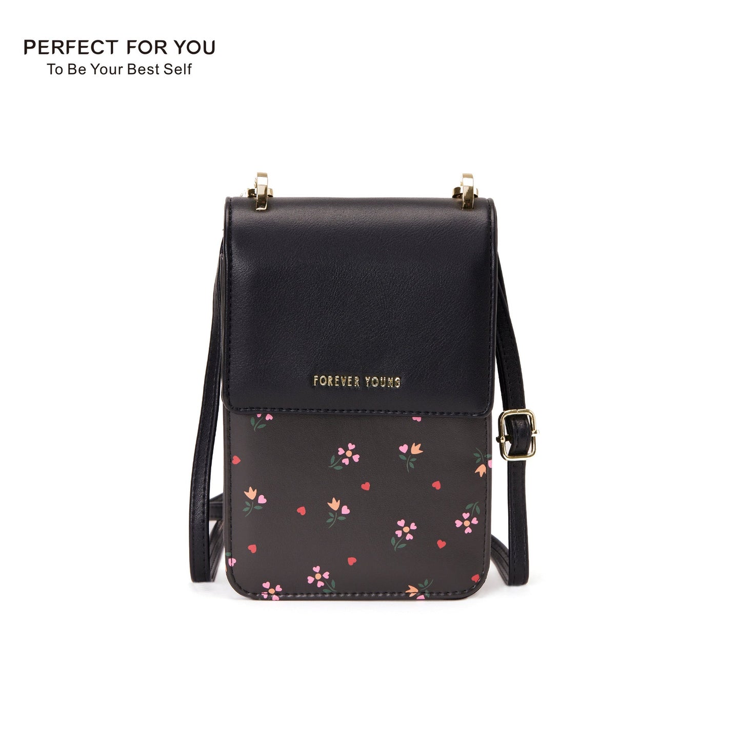 forever young new printed mobile phone bag women's shoulder messenger bag large capacity vertical Korean version bag 