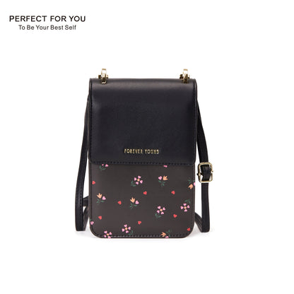 forever young new printed mobile phone bag women's shoulder messenger bag large capacity vertical Korean version bag 